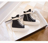 Platform high-top shoes women's side zipper canvas lace-up casual sneakers platform shoes