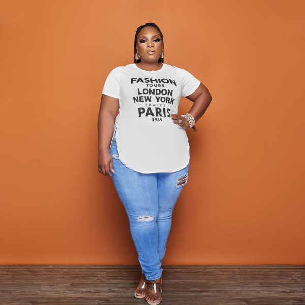 Featured Letters Fashion Offset Print Spring/Summer Cropped T-Shirt
