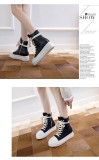 Platform high-top shoes women's side zipper canvas lace-up casual sneakers platform shoes