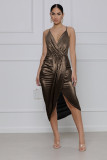 Summer sexy cross ice silk sling deep V bag hip dress female