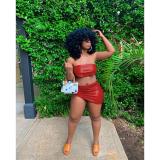 Women's summer leather tube top skirt sexy nightclub suit women