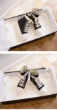 Platform high-top shoes women's side zipper canvas lace-up casual sneakers platform shoes