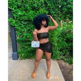 Women's summer leather tube top skirt sexy nightclub suit women