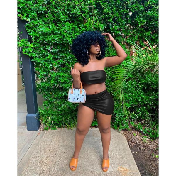 Women's summer leather tube top skirt sexy nightclub suit women