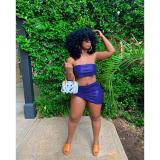 Women's summer leather tube top skirt sexy nightclub suit women