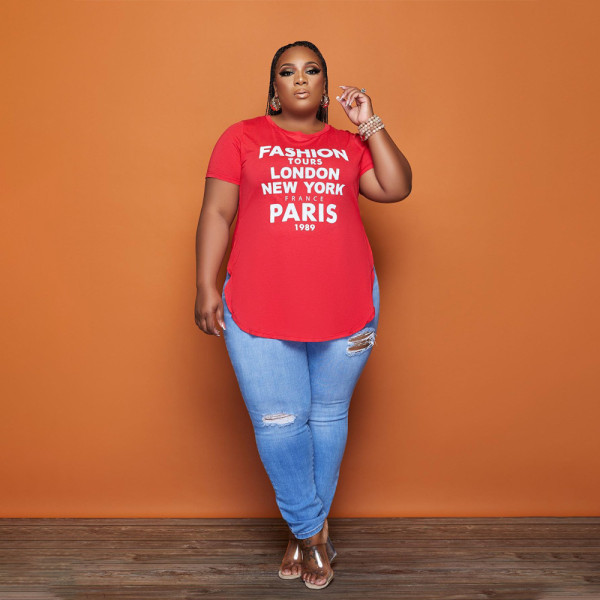 Featured Letters Fashion Offset Print Spring/Summer Cropped T-Shirt