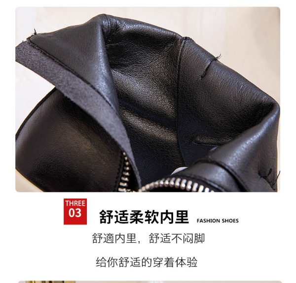 Platform high-top shoes women's side zipper canvas lace-up casual sneakers platform shoes
