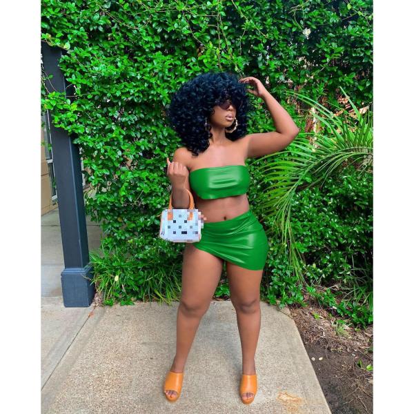 Women's summer leather tube top skirt sexy nightclub suit women