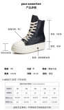 Platform high-top shoes women's side zipper canvas lace-up casual sneakers platform shoes
