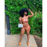 Women's summer leather tube top skirt sexy nightclub suit women