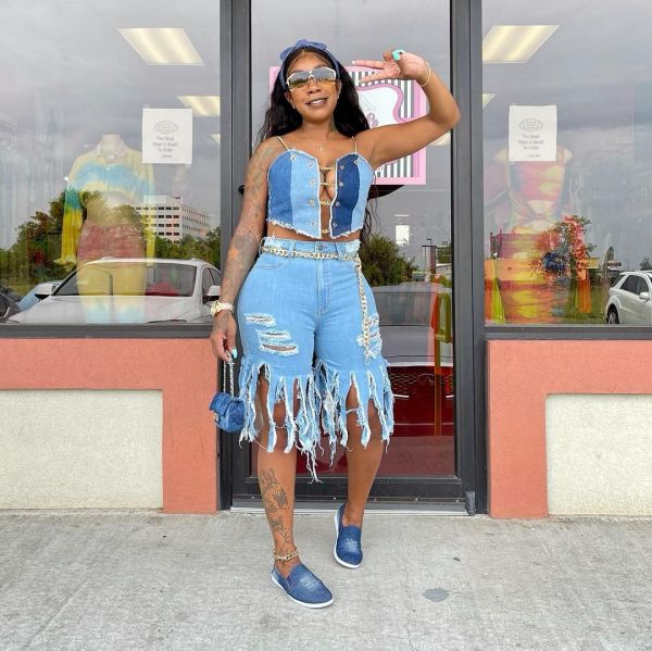 Casual Solid Frayed Fringe Jeans