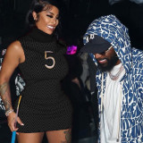 Women's Fashion Striped Digital Skirt Retro Wavy Digital Dress