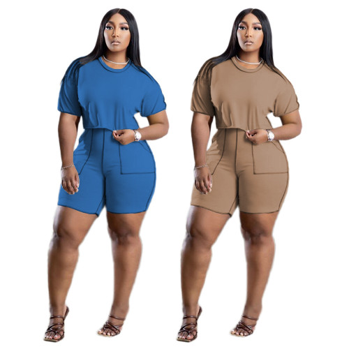 Spring, summer and autumn all-match temperament commuter solid color wave edge with pockets lady pearl meat-covering clothing