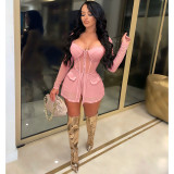 Women's Mesh See-Through Panel Zip Two-Piece Suit