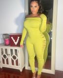 Sexy women's spring and summer jumpsuits One word neck ripped jumpsuit