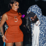 Women's Fashion Striped Digital Skirt Retro Wavy Digital Dress