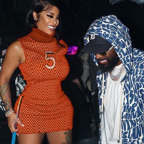 Women's Fashion Striped Digital Skirt Retro Wavy Digital Dress