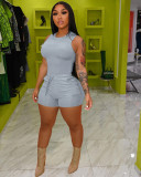 Women's Fashion Casual Solid Color Tank Top Slim Shorts Strap Sports Suits