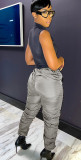 Pleated Drawstring High Waist Stretch Stacked Pants