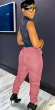 Pleated Drawstring High Waist Stretch Stacked Pants