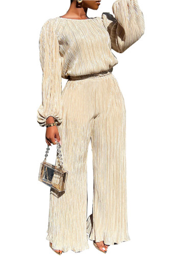 Women's home casual loose pleated high elastic two-piece suit