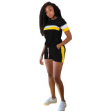 Contrast color stitching casual sports two-piece suit