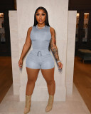 Women's Fashion Casual Solid Color Tank Top Slim Shorts Strap Sports Suits