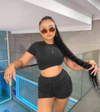 Casual Bandage Fashion Vertical Pattern Suit Solid Color Two-piece Women's Clothing