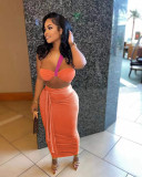 Women's Clothes Cute Suspended Chest Pleated Lace-Up Skirt Two Piece Set