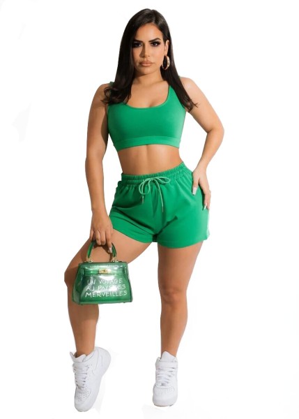 Sexy women's solid color sports and leisure two-piece suit