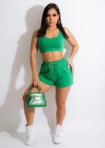 Sexy women's solid color sports and leisure two-piece suit Sexy women's solid color sports and leisure two-piece suit