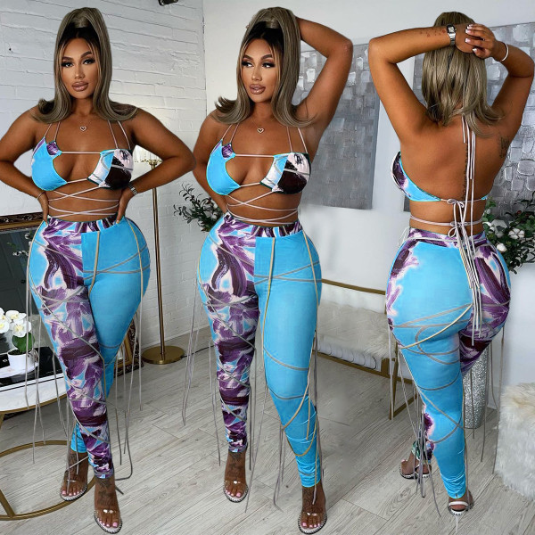 Casual fashion sexy positioning printing spring and summer bikini swimsuit 5 color suit