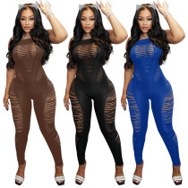 Spring nightclub wear cutout burnt sexy jumpsuit