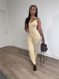 Pit bar open back cross suspender jumpsuit