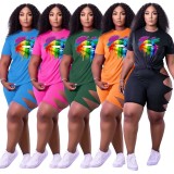 Fashion Print Cutout Sports Two Piece Set