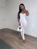 Pit bar open back cross suspender jumpsuit