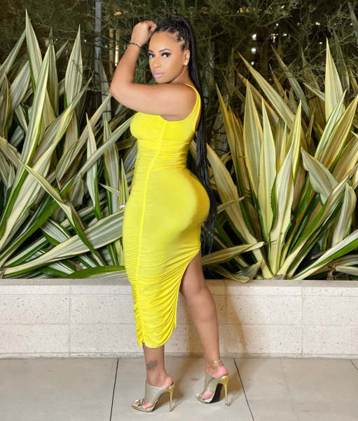 Women's Fashion Solid Color Pleated High Elasticity Slim Dress