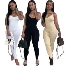 Pit bar open back cross suspender jumpsuit