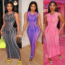 Fashion nightclub temperament women's shoulder strap slim mesh breathable dress