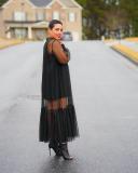women's suspender skirt mesh skirt solid color two-piece set