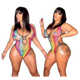 Women's Striped Print One Piece Swimsuit