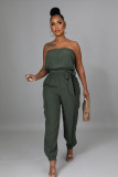 Fashion Wrap Chest Belt Solid Color Jumpsuit
