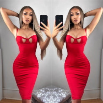 Sexy Women's Strap Adjustable Sexy Back Slit Dress