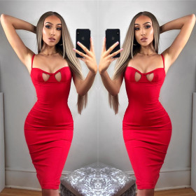 Sexy Women's Strap Adjustable Sexy Back Slit Dress