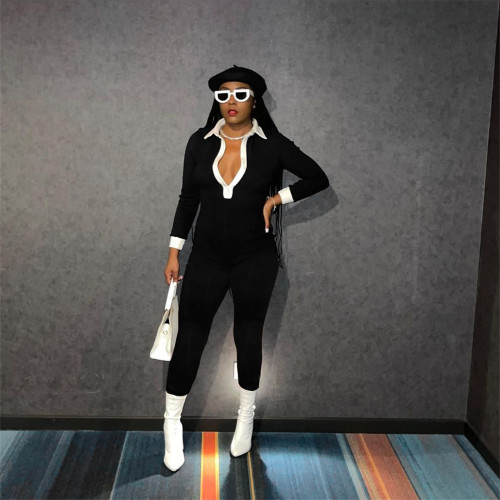 Sexy Fashion Colorblock Mid Waist Bodysuit