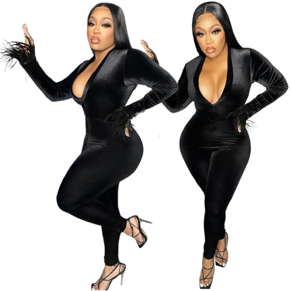 Fashionable and sexy non-fleece jumpsuit