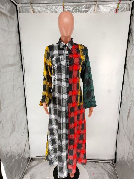 Women's Long Sleeve Plaid Contrast Blouse Jacket