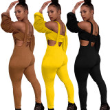 Sexy Solid Color Off Shoulder Two-Piece Bib Pants