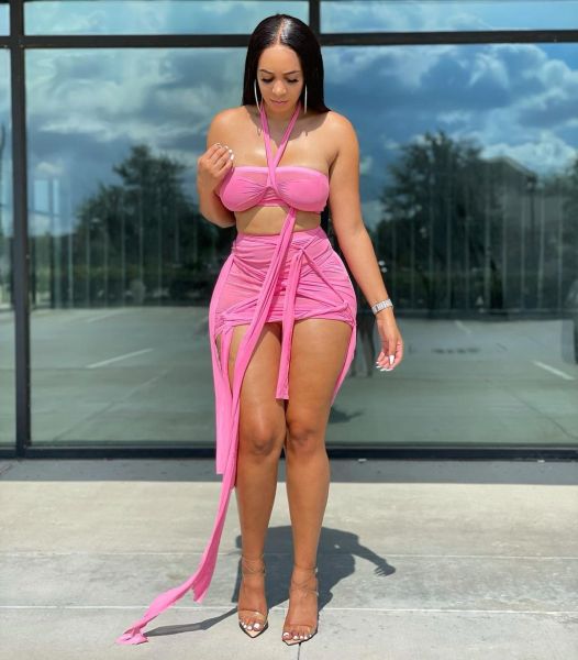 Women's sexy mesh halterneck strappy skirt two-piece set