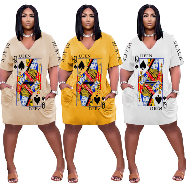 Plus Size Women's Spades Q Playing Cards Skirt QUEEN Dress